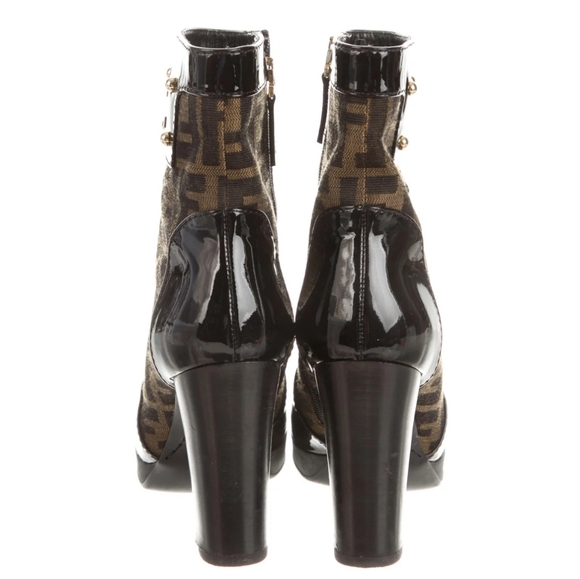 Fendi Zucca canvas and patent leather boots - Picture 3 of 6
